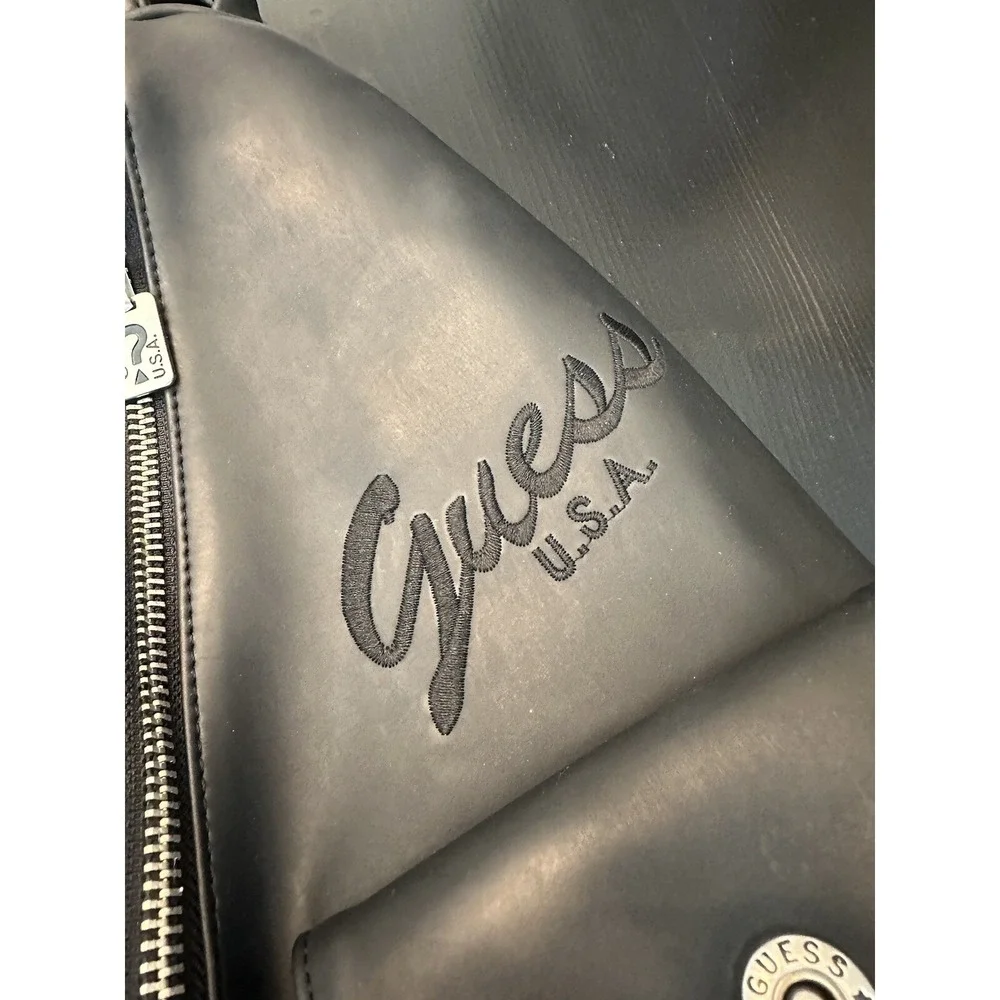 Vtg‎ 90's *Guess USA Black Soft Leather Backpack